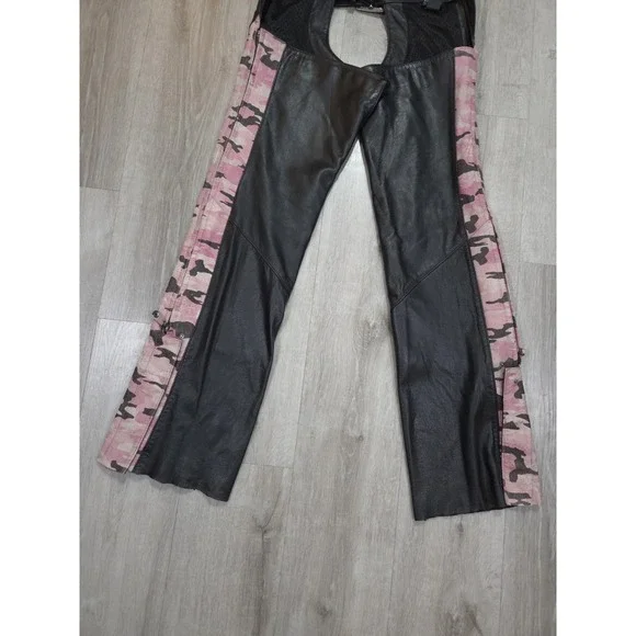 Harley Davidson Leather Chaps Womens Small Camo Riding Gear - Picture 10 of 14